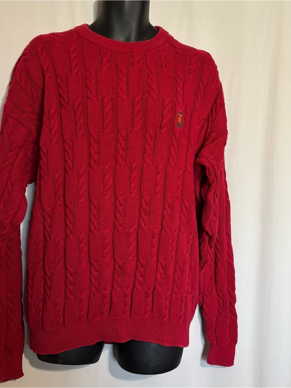 Chaps Ralph Lauren Large Men's Red Cable Knit Crewneck Sweater